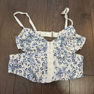 Garage blue floral corset top